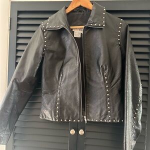 Studded Vintage Black Leather Jacket